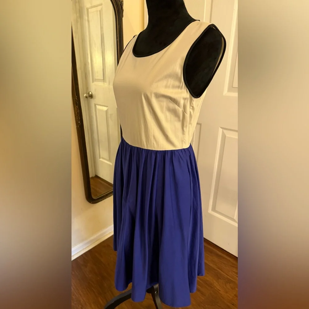 Kate Spade Classic Fit & Flare Dress • Size 8 • Vintage Two-Tone Blue & Cream